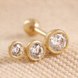Tish Lyon Solid Gold Crystal Bubble Barbell on Beige Coloured Fabric