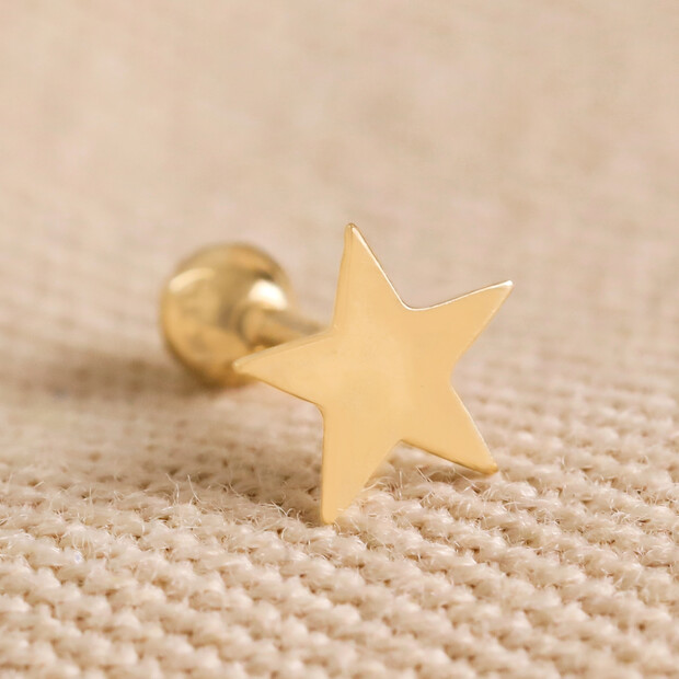 Authentic 14K Solid Gold 5mm Star Screw Back Stud Earrings | eBay
