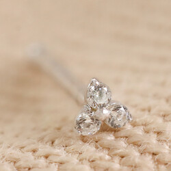 Tish Lyon Solid White Gold Tiny Crystal Trinity Nose Stud