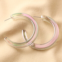 Big Metal London Large Iridescent Resin Hoop Earrings in Purple
