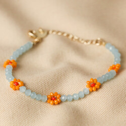 Big Metal London Orange Daisy Beaded Bracelet