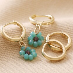 Big Metal London Pack of 2 Bead Charm Huggie Hoop Earrings in Gold