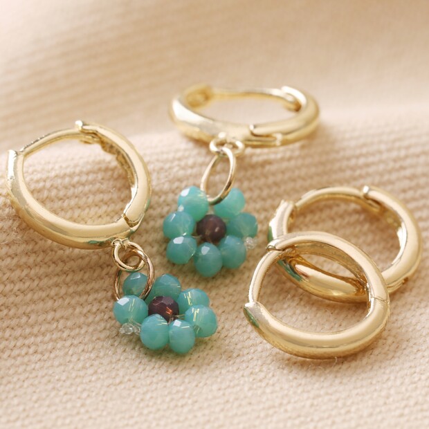 Big Metal London Pack of 2 Bead Charm Huggie Hoop Earrings in Gold Big Metal London Pack of 2 Bead Charm Huggie Hoop Earrings in Gold