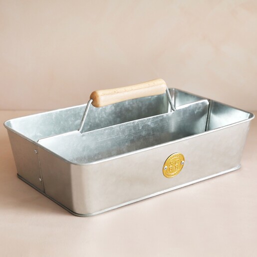 Burgon & Ball x Sophie Conran Galvanised Garden Tool Trug on Neutral Background