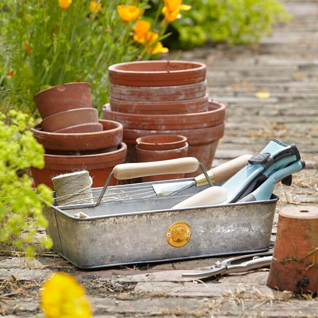 Burgon & Ball Sophie Conran Set Da Giardinaggio: Guanti E Ginocchiere, Colore Grigio