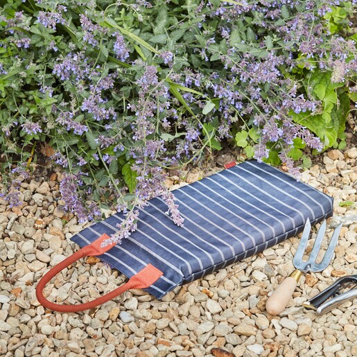 Burgon & Ball x Sophie Conran Garden Kneeler in Blue Stripe in the Garden