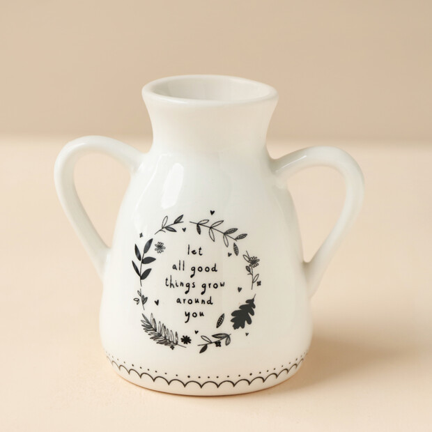 Ceramic Good Things Grow Twin Handle Bud Vase Ceramic Good Things Grow Twin Handle Bud Vase