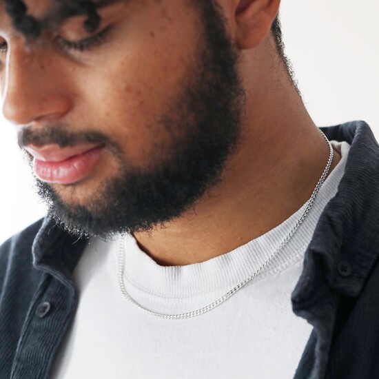 Men's Sterling Silver Curb Chain Necklace
