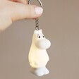 House of Disaster Moomin Keyring Held by Model Against Neutral Wall