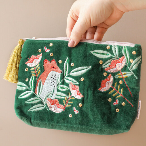 Embroidered discount makeup pouch