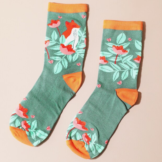 House of Disaster Secret Garden Fox Socks