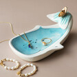 House of Disaster Whale Trinket Dish with Jewellery on Beige Background