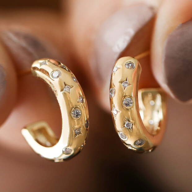 Estella Bartlett Cosmic Chunky Hoops in Gold