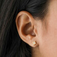 Close Up of Model Wearing Estella Bartlett North Star Crystal Stud Earrings