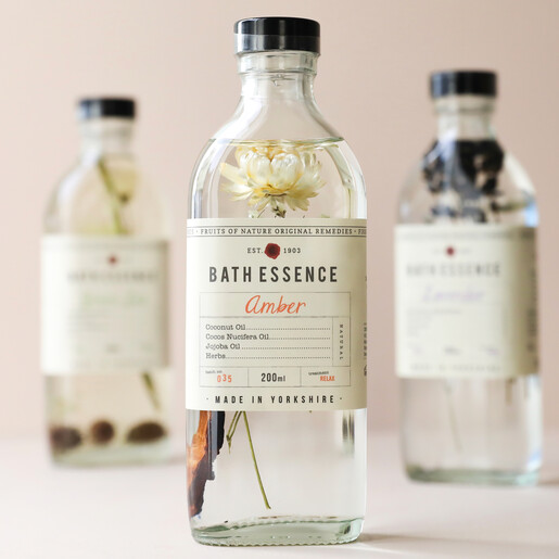 Fikkerts Fruits of Nature Amber Bath Essence on Neutral Background