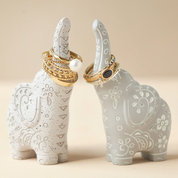 Grey Ceramic Elephant Ring Holder Lisa Angel