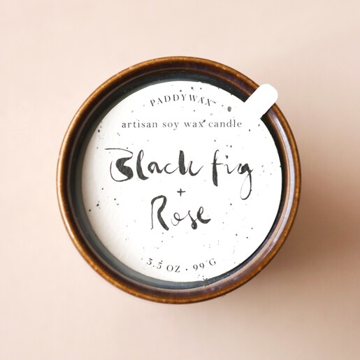 Label on Paddywax Mini Black Fig & Rose Scented Candle