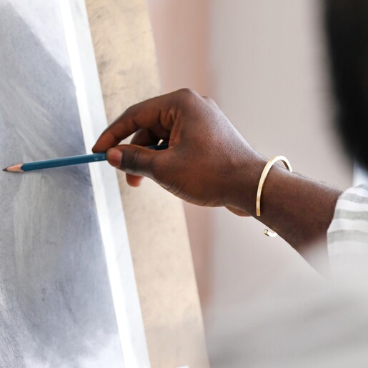 On model Lisa Angel Personalised Men's Brushed Bar Bangle