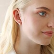 Double Illusion Huggie Hoop Earrings in Silver on Blonde Model