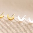 Tiny Crescent Moon Stud Earrings in Gold With Silver Version