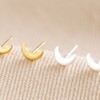 Tiny Crescent Moon Stud Earrings in Silver With Gold Version
