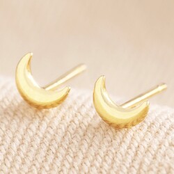 Tiny Crescent Moon Stud Earrings in Gold