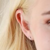 Model Wearing Tiny Crescent Moon Stud Earrings in Silver