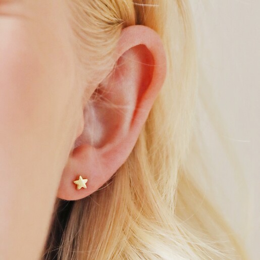 Tiny Golden Star earrings for girls Gold Dainty Hoops for kids simple  minimalist — Discovered