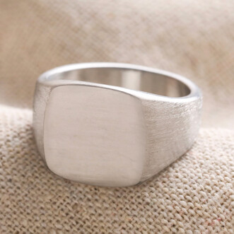 Men's Brushed Stainless Steel Signet Ring