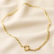 Gold Stainless Steel Figaro Chain Necklace on Neutral Background