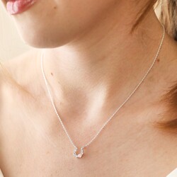 Crystal and Opal Horseshoe Necklace in Silver