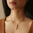 Model Wearing Bar Pendant Necklace in Rose Gold