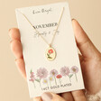 Enamel Birth Flower Necklace in Gold on Jewellery Card
