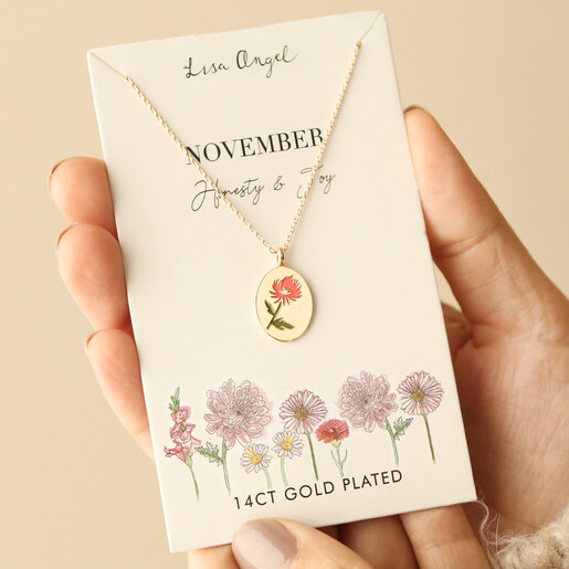 Birth Flower Necklace in a specialty drawer box