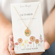 Enamel Birth Flower Necklace in Gold on Jewellery Card