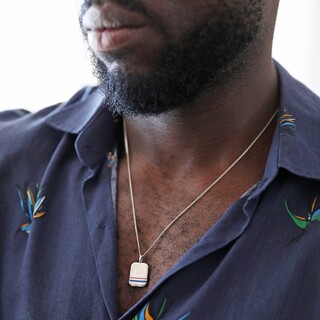 Men's Personalised Enamel Stripe Pendant Necklace