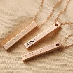 Personalised Bar Pendant Necklace in Rose Gold