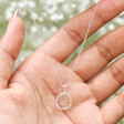 Model Holding Silver Personalised Clear Resin Initial Pendant Necklace