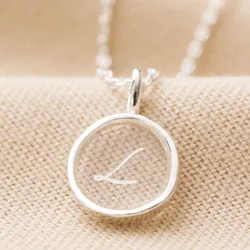 Personalised Clear Resin Initial Pendant Necklace