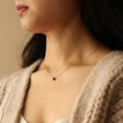 Model Wearing Semi-Precious Amethyst Stone Teardrop Pendant Necklace in Gold