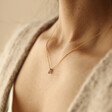 Semi-Precious Grey Labradorite Stone Teardrop Pendant Necklace in Gold on Model