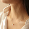 Semi-Precious Turquoise Stone Teardrop Pendant Necklace in Gold on Model in White Shirt