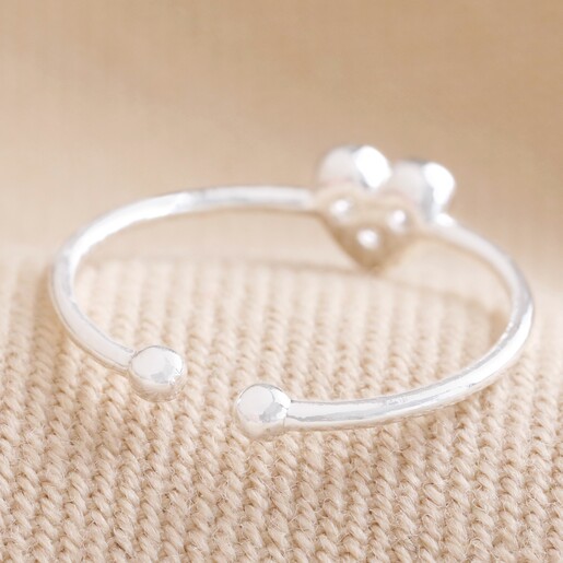 Adjustable Crystal Heart Ring in Silver | Lisa Angel