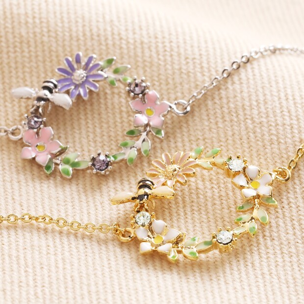 Crystal Yellow Bee Bangle Silver Cute Insect Bracelets for Women
