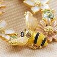 Close Up of Bee Detail on Crystal Flower and Enamel Bee Drop Earrings