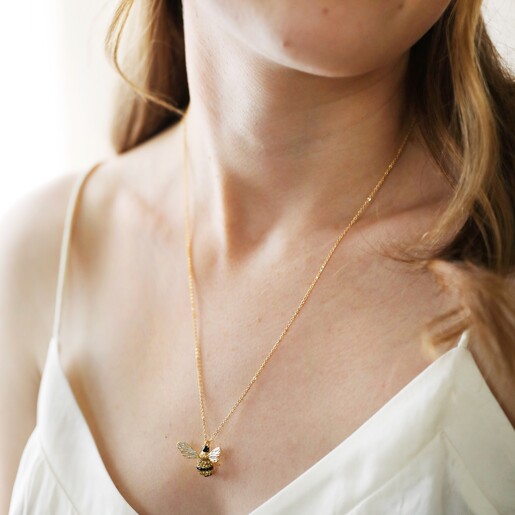 Delicate Tiny Gold Bumblebee Pendant Necklace | Lisa Angel