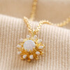 Close Up of Pendant on Opal and Enamel Floral Pendant Necklace in Gold