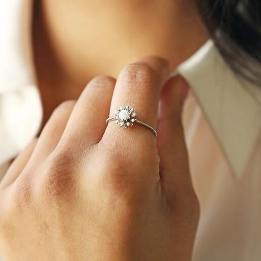 Dainty Opal Ring, Opal Stacking Ring, White Opal Ring, Gold Opal Ring, Sterling Silver Opal Ring, Delicate Opal fashion Ring, Bridesmaid Gift