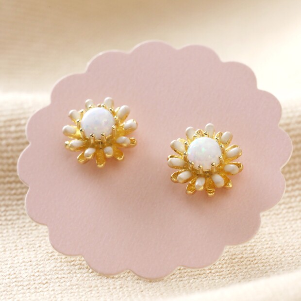 Pink Copper Floral Drip Enamel Stud Earrings, Small Flower Motif, 2cm by 1.8cm, Gift Ready main image 1