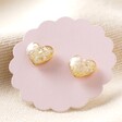 Shell Heart Stud Earrings in Gold on Pink Card